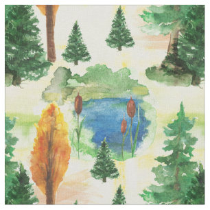 Tecido Floresta em aquarela