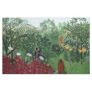 Tecido Floresta tropical com belas artes de Rousseau dos
