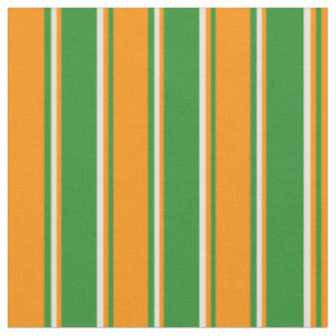Tecido Floresta Verde, Laranja Escuro e Faixa bege