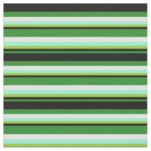 Tecido Floresta Verde, Preto, Verde, Aquamarino e Branco