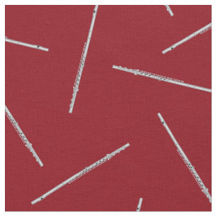 Tecido Flute Music Musical Room Decor vermelho