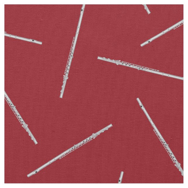Tecido Flute Music Musical Room Decor vermelho (Detalhe)