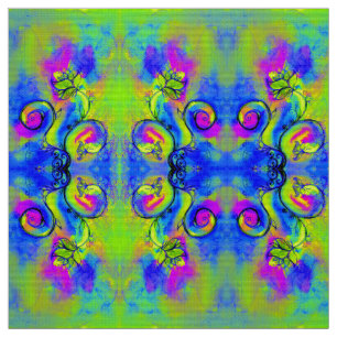 Tecido FLUXAS QUÍMICAS cor-de-rosa-verde-azul