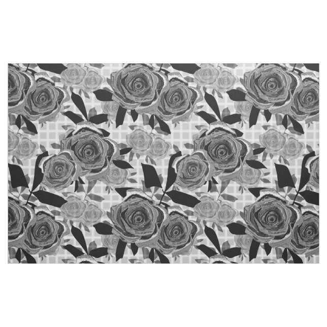 Tecido Fluxo de rosas monocromáticos de retro sem costura (Fat Quarter)