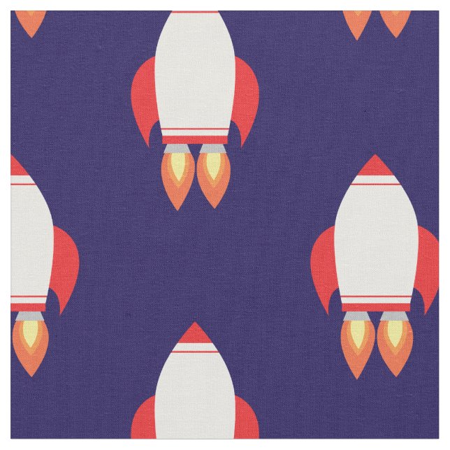 Tecido Foguetes Astronautas do Exterior (Detalhe)