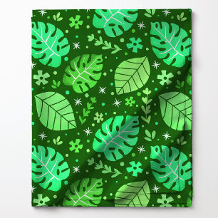 Tecido Folha Tropical Verde de Monstera