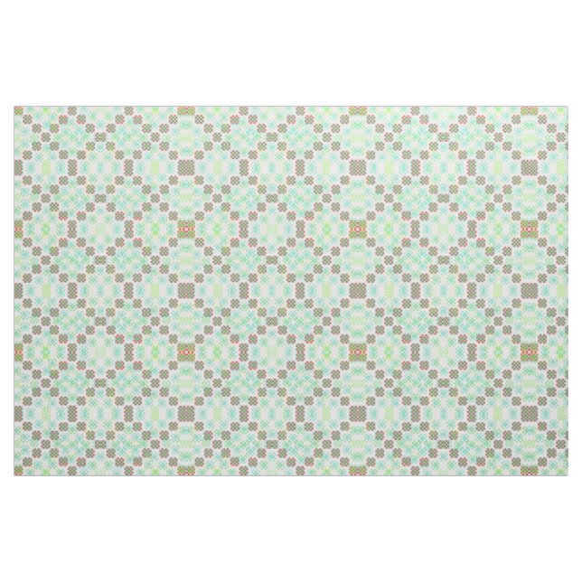 Tecido (Folha verde-clara, azul e rosa) (Jarda)