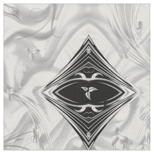 Tecido Folhas brancas/ensiladas Elegantes de seda e abstr