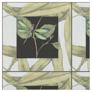Tecido Folhas com Dragonfly Inset por Jennifer Goldberger