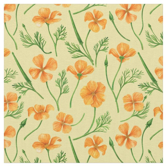Tecido Folhas da Califórnia, flores no verão, verdinho (Detalhe)