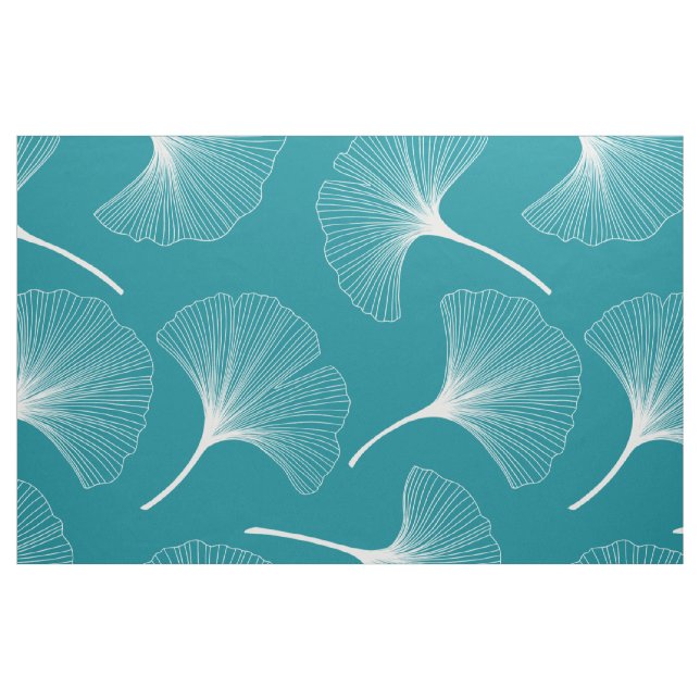 Tecido Folhas de abstrato brancas e turquesas (Fat Quarter)