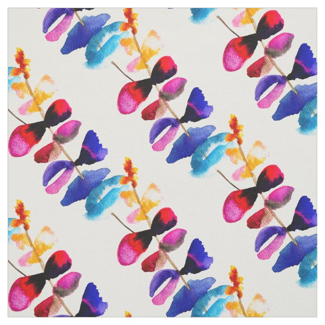 Tecido Folhas de arco-íris fofas em aquarela (Modelo)