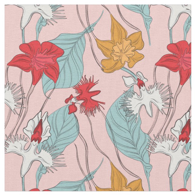 Tecido Folhas de flores de orquídea (Detalhe)