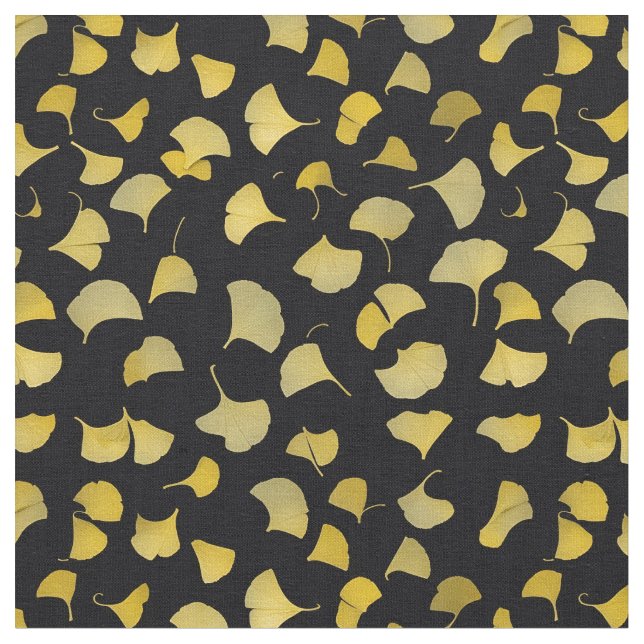 Tecido Folhas de Ginkgo - Amarelo (Detalhe)
