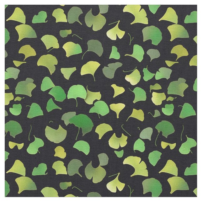 Tecido Folhas de Ginkgo - Verde (Detalhe)