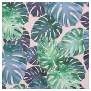 Tecido Folhas de Monstera Tropicais