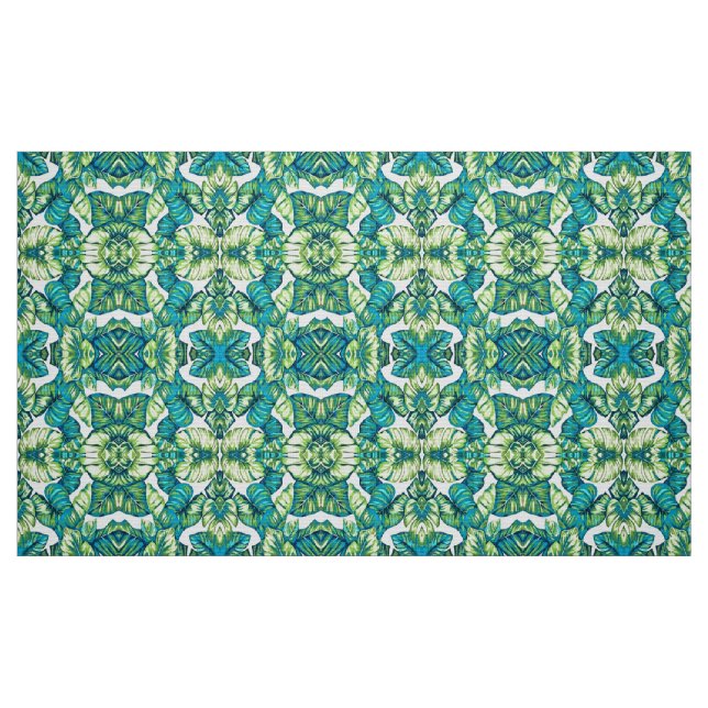 Tecido Folhas de Monstera Tropical e Azul-Banana (Fat Quarter)