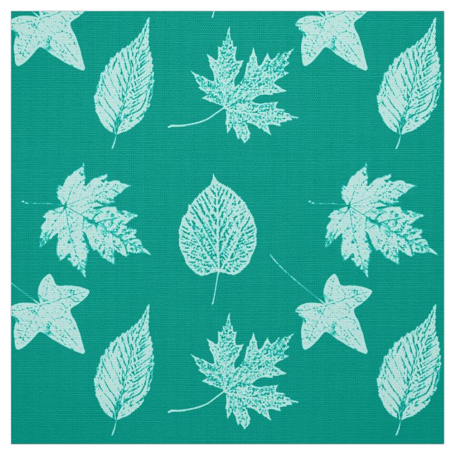 Tecido Folhas de outono - aqua e turquesa (Modelo)