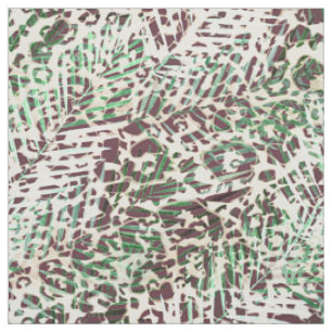 Tecido Folhas de palma tropicais, de leopardo