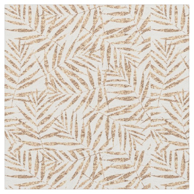Tecido Folhas de Palma Tropicais Douradas Elegantes (Detalhe)