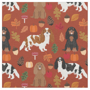 Tecido Folhas do Cavalier Rei Charles Spaniel