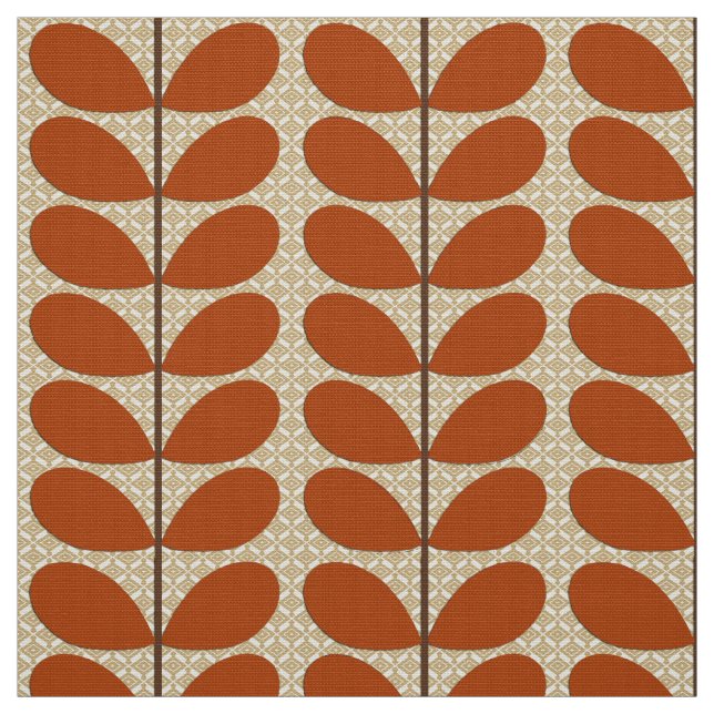 Tecido Folhas do meio século, oxidação Brown e bege (Modelo)