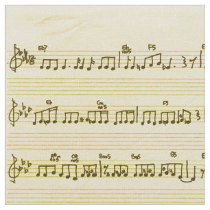 Tecido Folhas Manuscritas Notas de Música Antiguidade