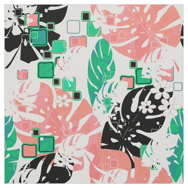 Tecido Folhas modernas da abstrato da selva tropical sem  (Modelo)