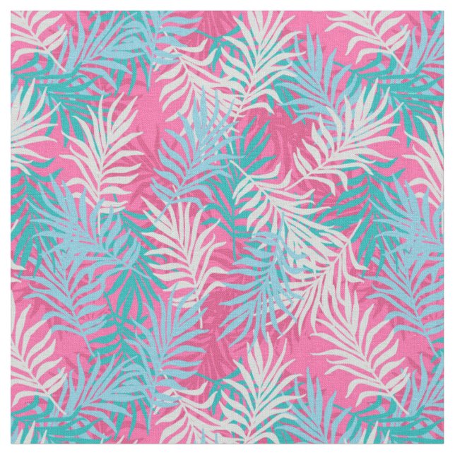 Tecido Folhas tropicais cor-de-rosa e lacrimogêneas (Detalhe)