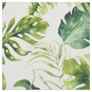 Tecido Folhas tropicais da aguarela do vintage