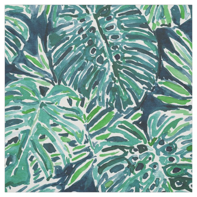 Tecido Folhas tropicais de Monstera do marinho verde das (Modelo)