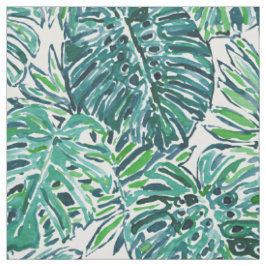 Tecido Folhas tropicais de Monstera do verde das