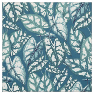 Tecido Folhas Tropicais de Teto Azul