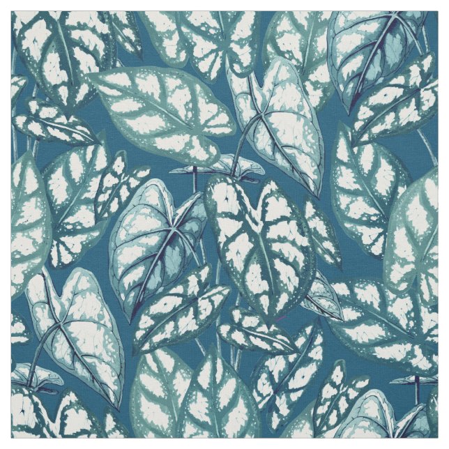 Tecido Folhas Tropicais de Teto Azul (Modelo)