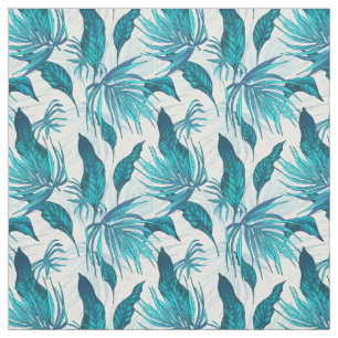 Tecido Folhas tropicais em Teal