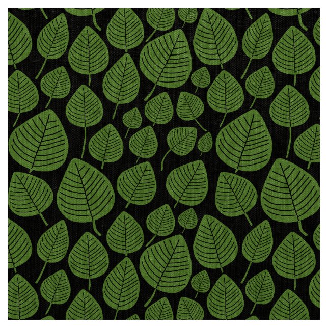Tecido Folhas - Verde-abacate em preto (Modelo)