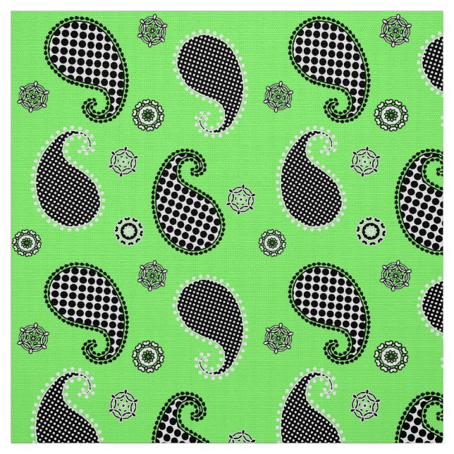 Tecido Folheto, verde limão, preto e branco (Modelo)