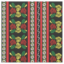 Folk Art Canal Narrowboat Red Yellow Roses