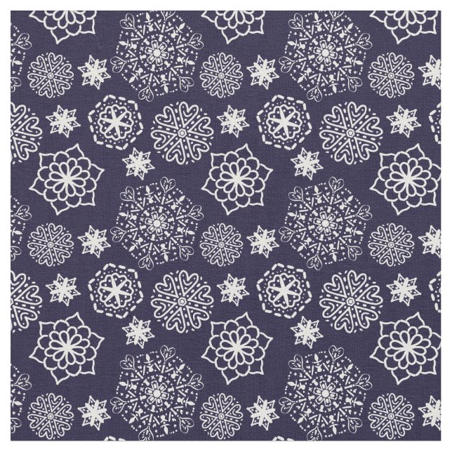 Tecido Folk floral azul II padrão (Detalhe)