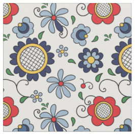 Tecido Folk Flores - arte popular de Kashuby