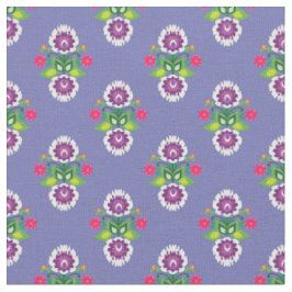 Tecido Folk Flores - composição em forma de diamante