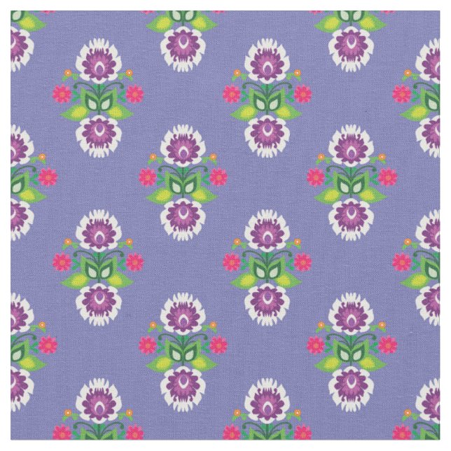Tecido Folk Flores - composição em forma de diamante (Detalhe)