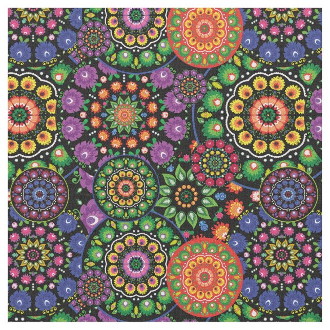 Tecido Folk Flowers - mandalas Al over (Detalhe)