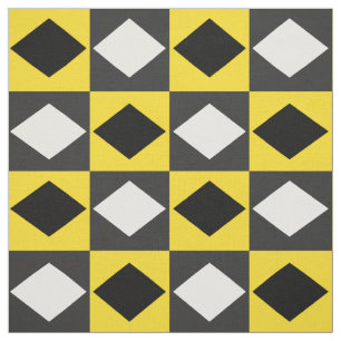 Tecido Forma de Diamante de Rhombus Branco Preto Amarelo