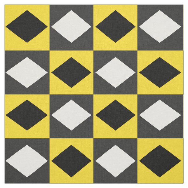 Tecido Forma de Diamante de Rhombus Branco Preto Amarelo (Modelo)
