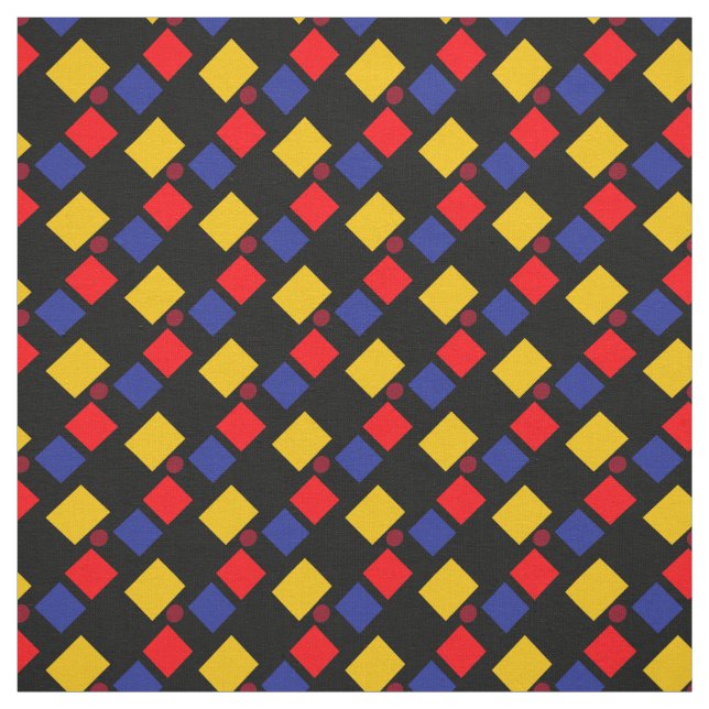 Tecido Formas coloridas em preto (Modelo)
