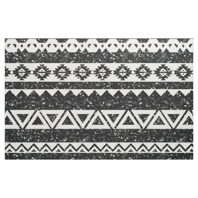 Tecido Formas Geométricas Brancas Tribais Aztec Negro-Bri (Fat Quarter)