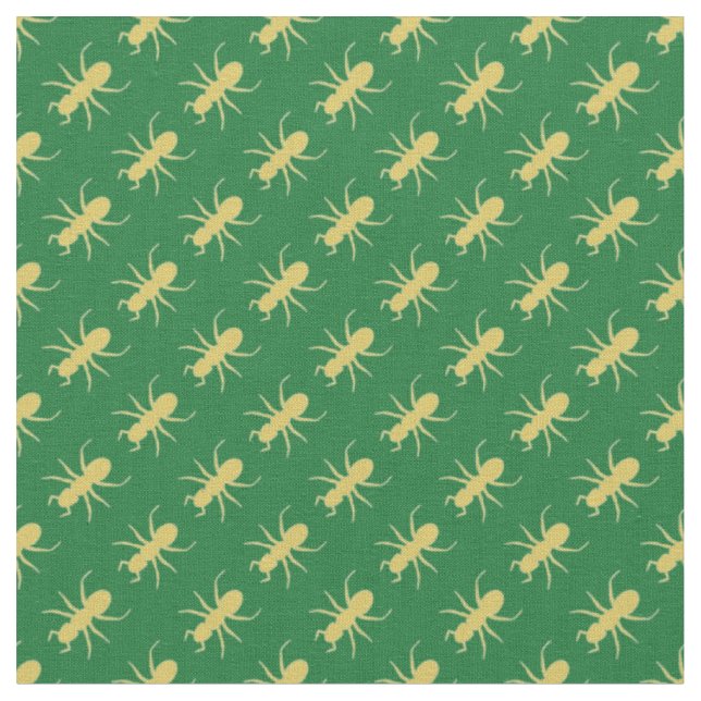 Tecido formigas Douradas em verde (Detalhe)