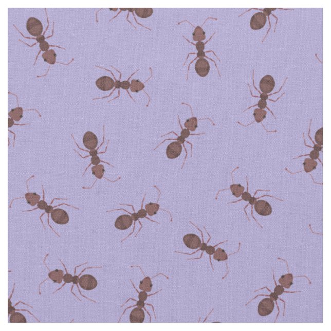 Tecido Formigas Marrons Ilustradas em Roxo (Detalhe)