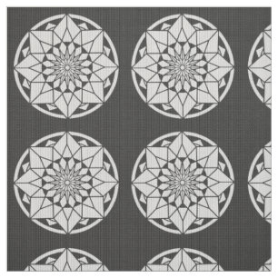 Tecido Formigueiro de Star Mandala preto e branco
